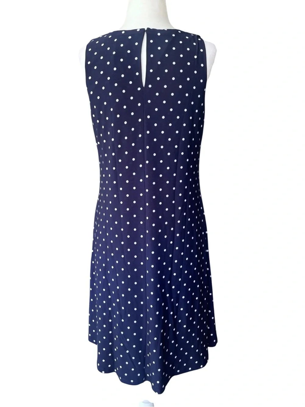 Anne Klein NWT Navy Polka Dot Sleeveless A-Line Dress 2
